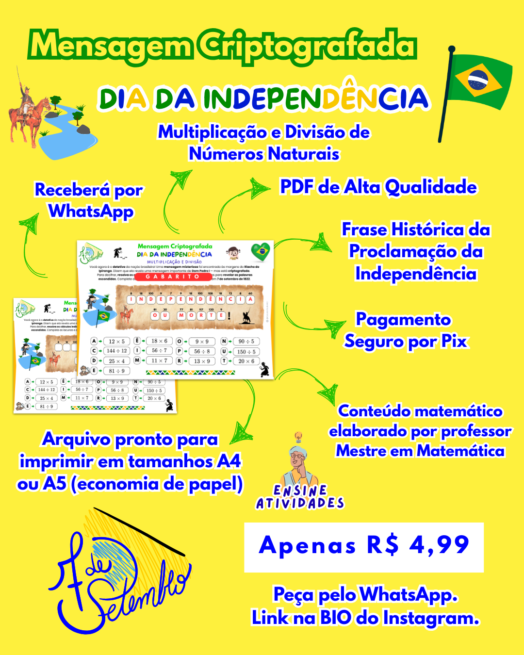 Mensagem Criptografada do Dia da Independência - Multiplicação e Divisão de Naturais - Imagem 2
