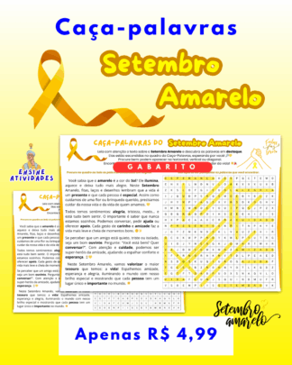 Caça-palavras do Setembro Amarelo