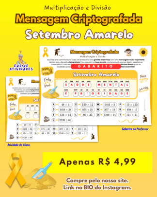 Mensagem Criptografada de Multiplicação e Divisão do Setembro Amarelo