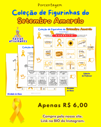 Coleção de Figurinhas de Porcentagem do Setembro Amarelo