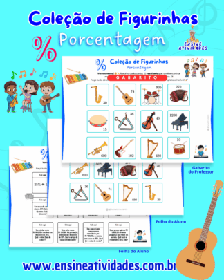 Coleção de Figurinhas de Porcentagem dos Instrumentos Musicais