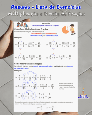 Resumo e Lista de Exercícios de Multiplicação e Divisão de Frações