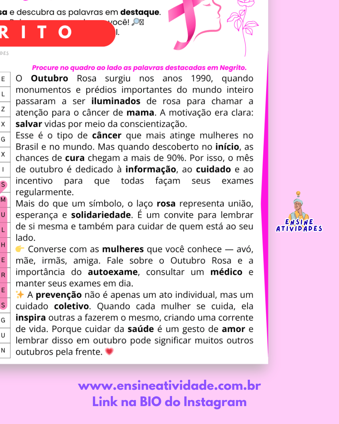 Caça-palavras do Outubro Rosa - Imagem 2