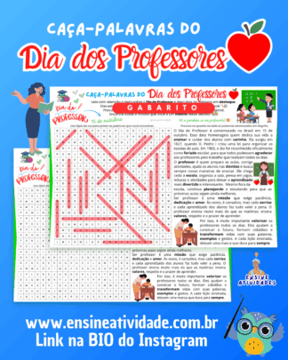 Caça-palavras do Dia dos Professores