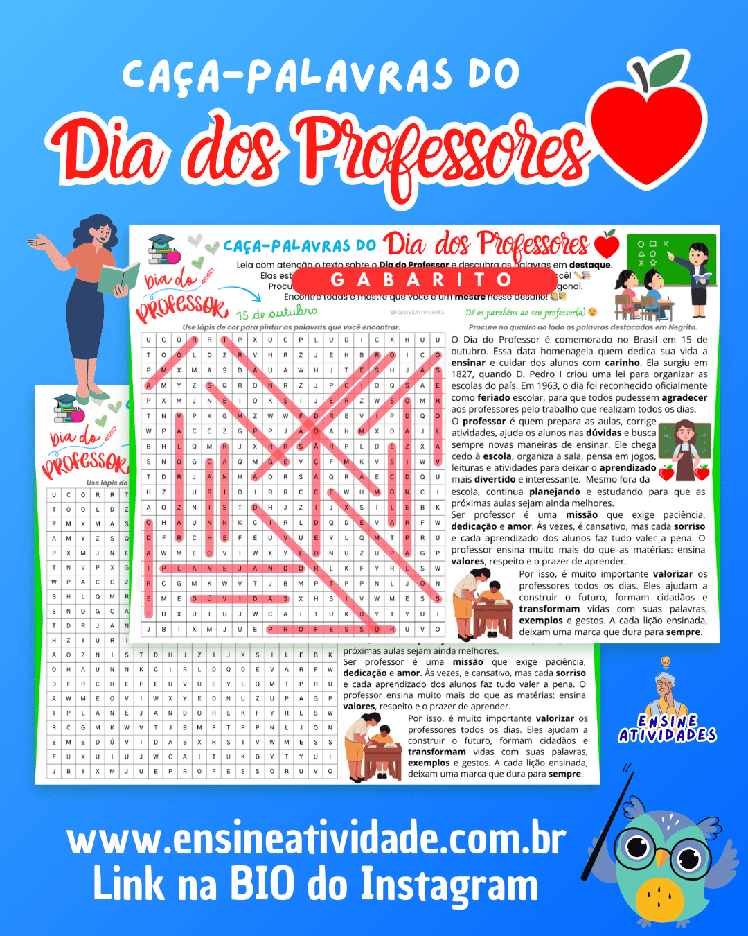 Caça-palavras do Dia dos Professores