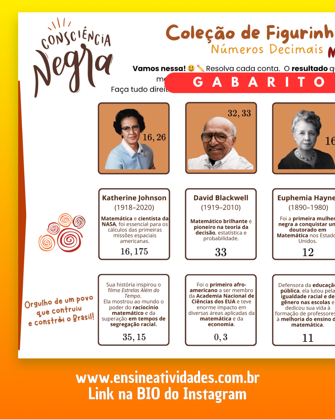 Coleção de Figurinhas de Números Decimais da Consciência Negra - Imagem 2