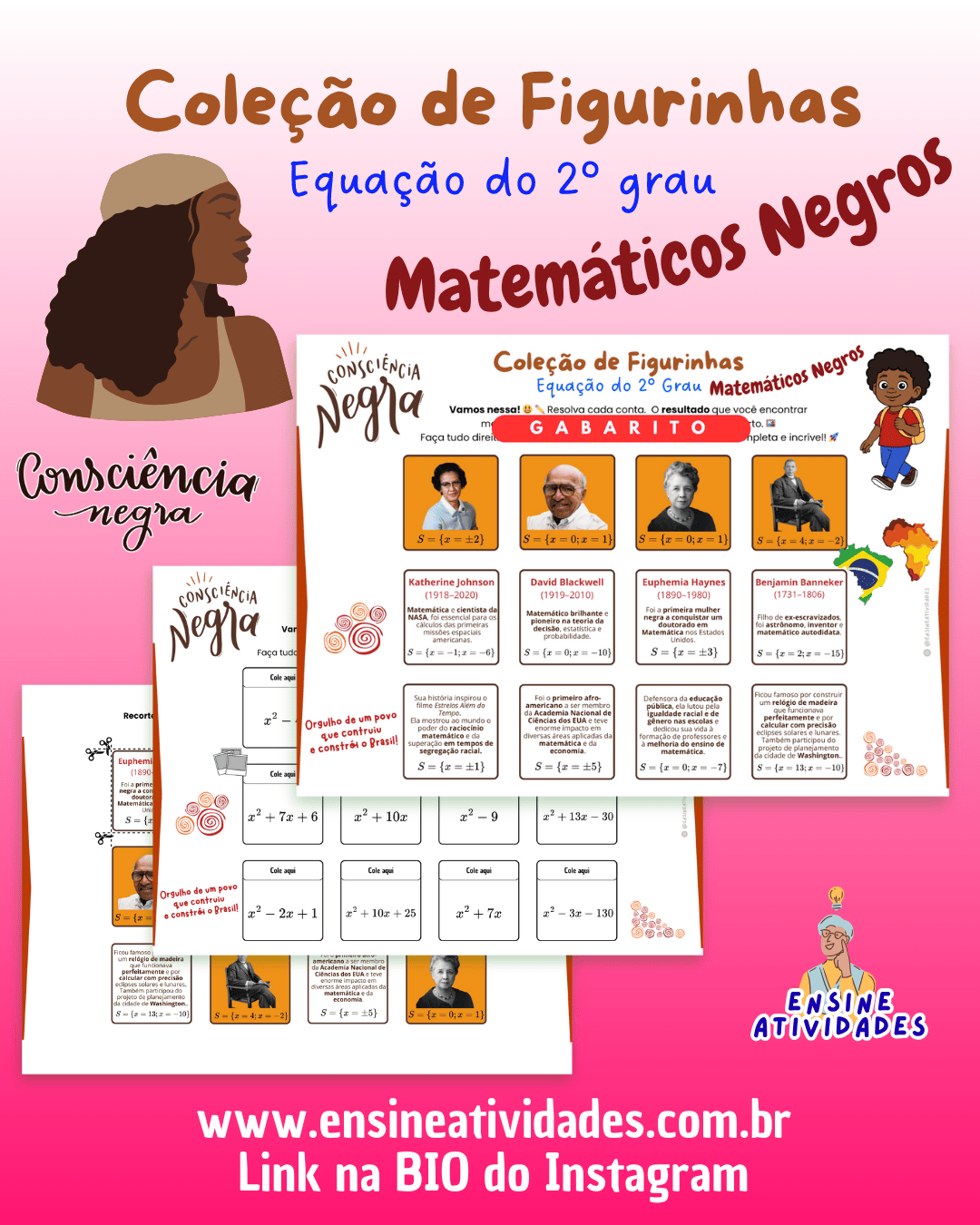 Coleção de Figurinhas de Equação do 2º grau da Consciência Negra