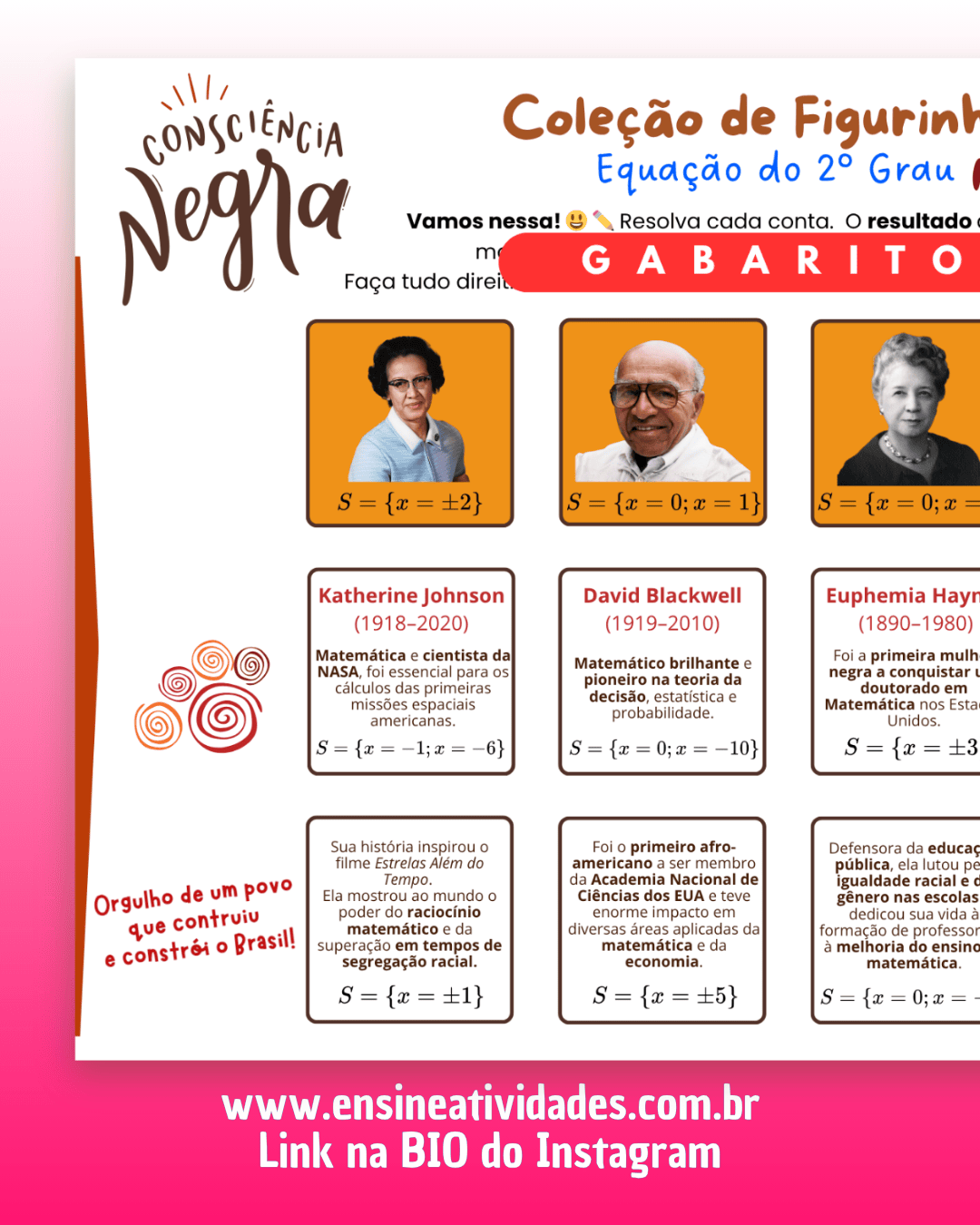 Coleção de Figurinhas de Equação do 2º grau da Consciência Negra - Imagem 2