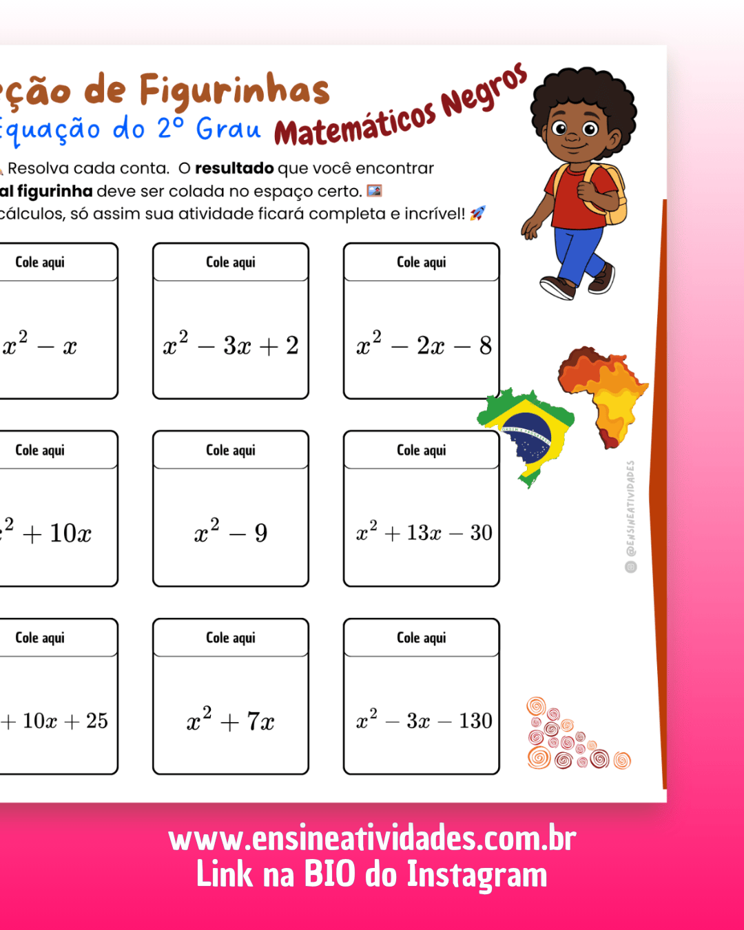 Coleção de Figurinhas de Equação do 2º grau da Consciência Negra - Imagem 3