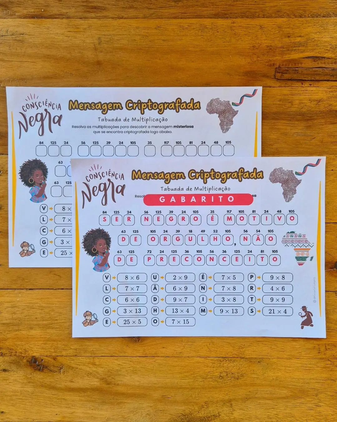 Consciência Negra: Mensagem Criptografada da Tabuada de Multiplicação - Imagem 3